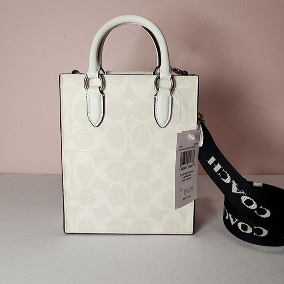 NWT Coach CP011 North South Mini Tote In Signature Canvas Leather Glacie… - Picture 3 of 6